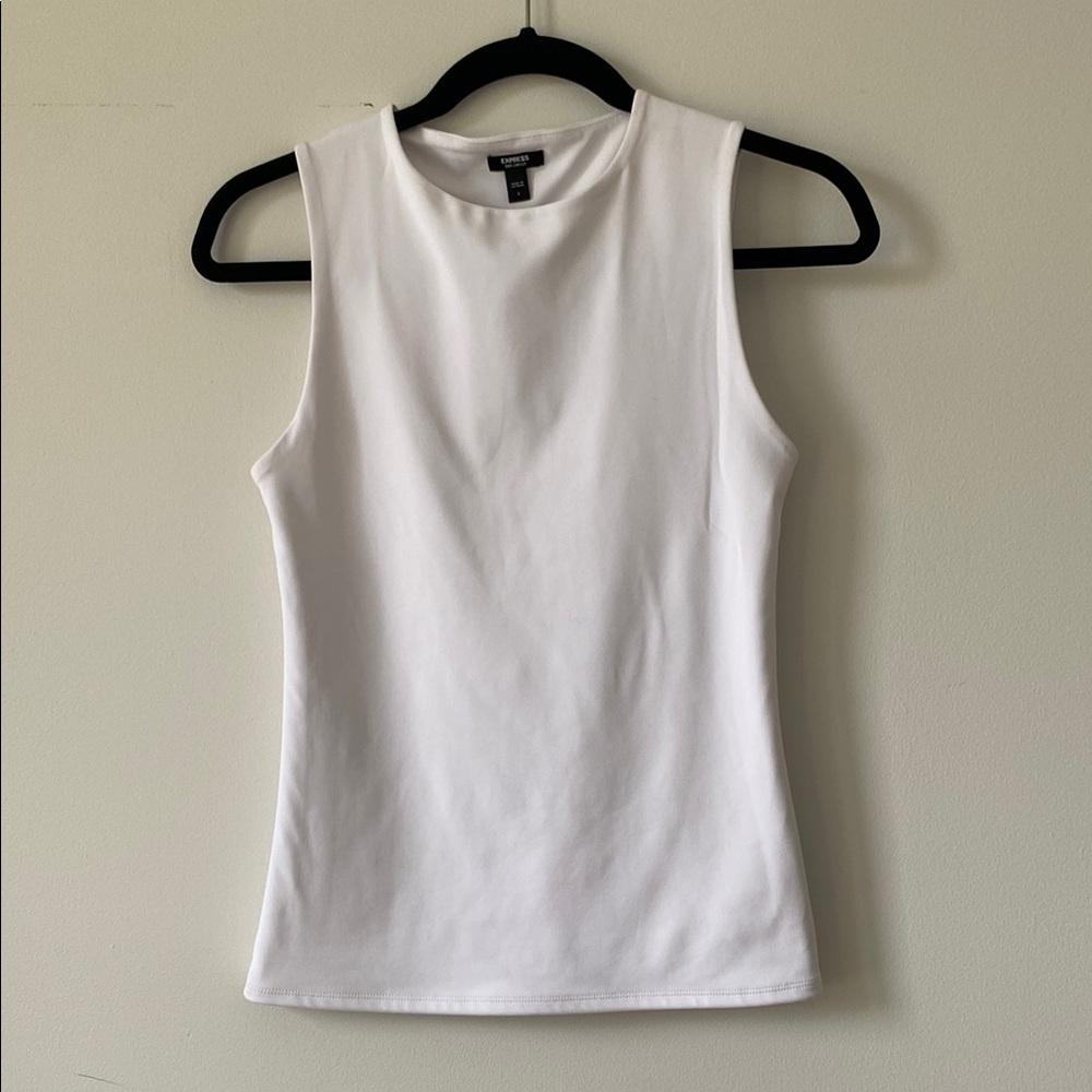 Express White Fitted Sleeveless Tank Top